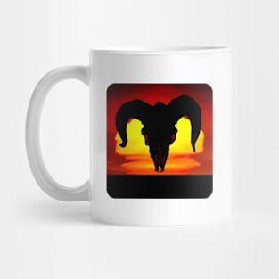 Sunset Silhouette Ram Skull Mug